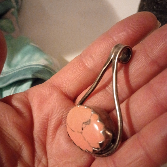 Coral Agate and silver pendant. - Picture 4 of 4